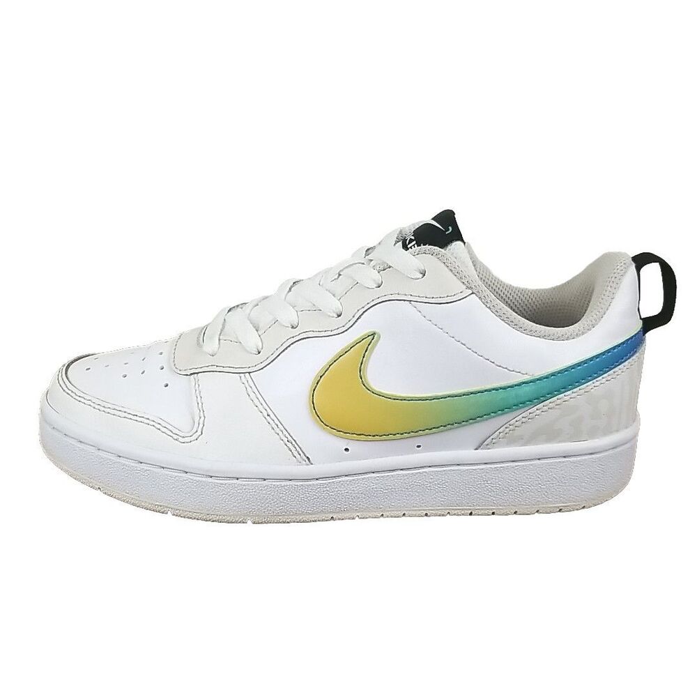 Nike Court Borough Low 2 SE (GS) White Multi-Color Sneakers FJ7692-191 Boys 6Y